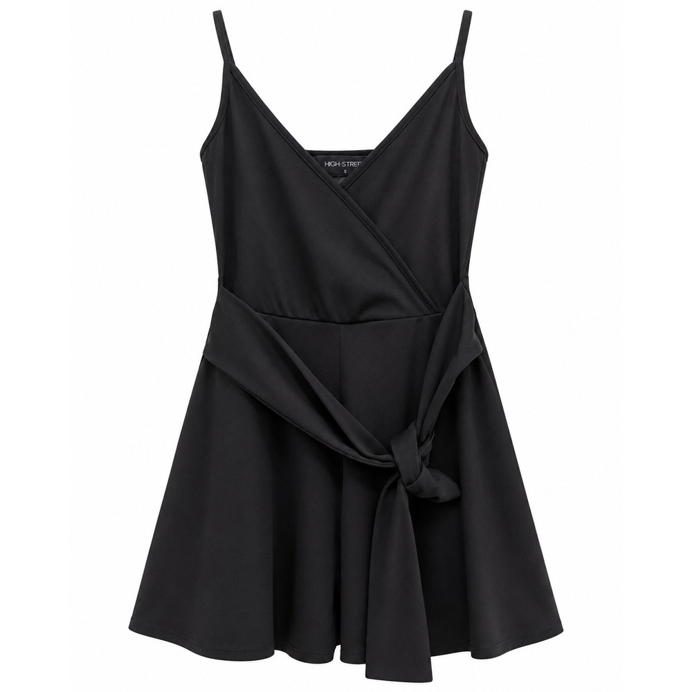 (NWOT) HIGH STREET Black V-Neck Tie Waist Sleeveless Romper Small
